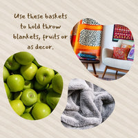 Boho Pot Shape Picnic Basket, Home & Kitchen Decor, Wicker Basket, Living Room Basket, Harvesting, Foraging, Gathering, Fruit Storage, Woven, 16" Wide