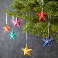 Mini Colorful Paper Stars Ornament Set of 6