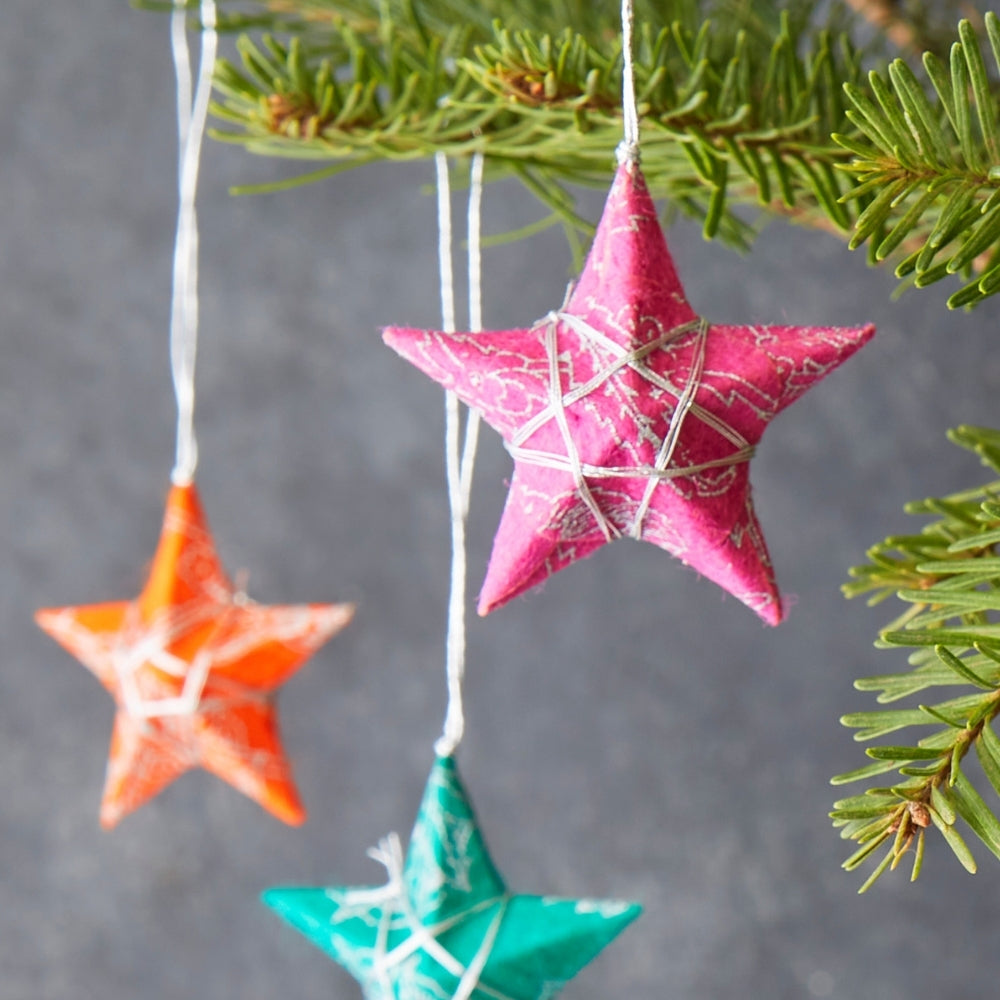 Mini Colorful Paper Stars Ornament Set of 6
