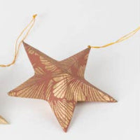Gold Print Paper Star Ornament Set of 3