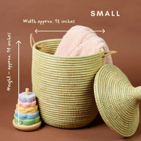 Small Decorative Wicker Basket with Hood Lid, 12" Wide, 14" Tall