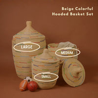 Beige Colorful Wicker Storage Baskets