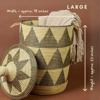 Large Decorative Wicker Storage Basket, 18" Wide, 23" Tall
