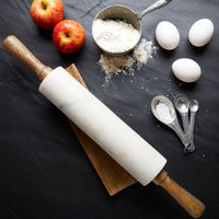 White Marble Rolling Pin with Wood Base