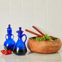 Hebron Glass Blue Oil Vinegar Dispenser Set
