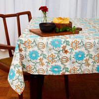 Lotus Vine Block Print 90 x 60 Rectangle Tablecloth