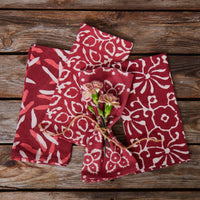 Burgundy Block Print Napkin Set