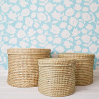 20" Medium Storage Natural Grass Lid Basket