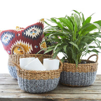 16" Small Wide Cotton Rope Planter Shelf Basket Set of 3