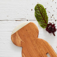 Short Hands Wood Bone Salad Server Set