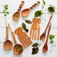 Slim Wood Bone Salad Server Set