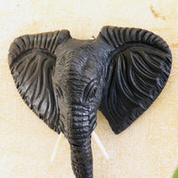 Small Elephant Face Wood Hanging