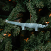 Painted Wood Alligator Christmas Ornament