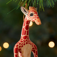 Painted Wood Yoga Giraffe Christmas Ornament