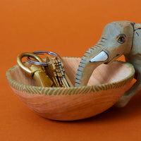 Painted Wood Elephant Keys Paper Clips Ring Dish