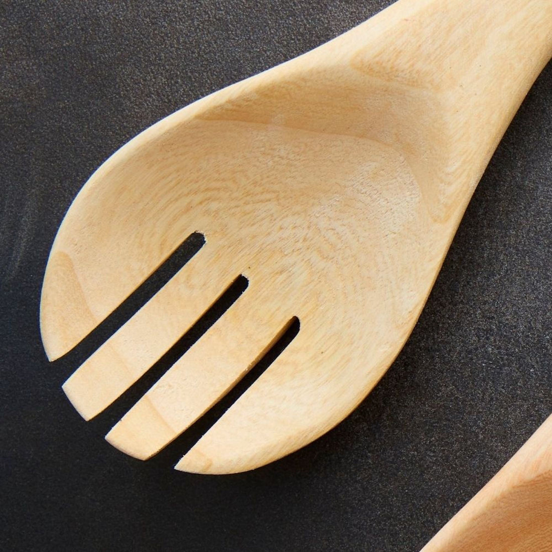 Painted Wood Zebra Salad Server Set