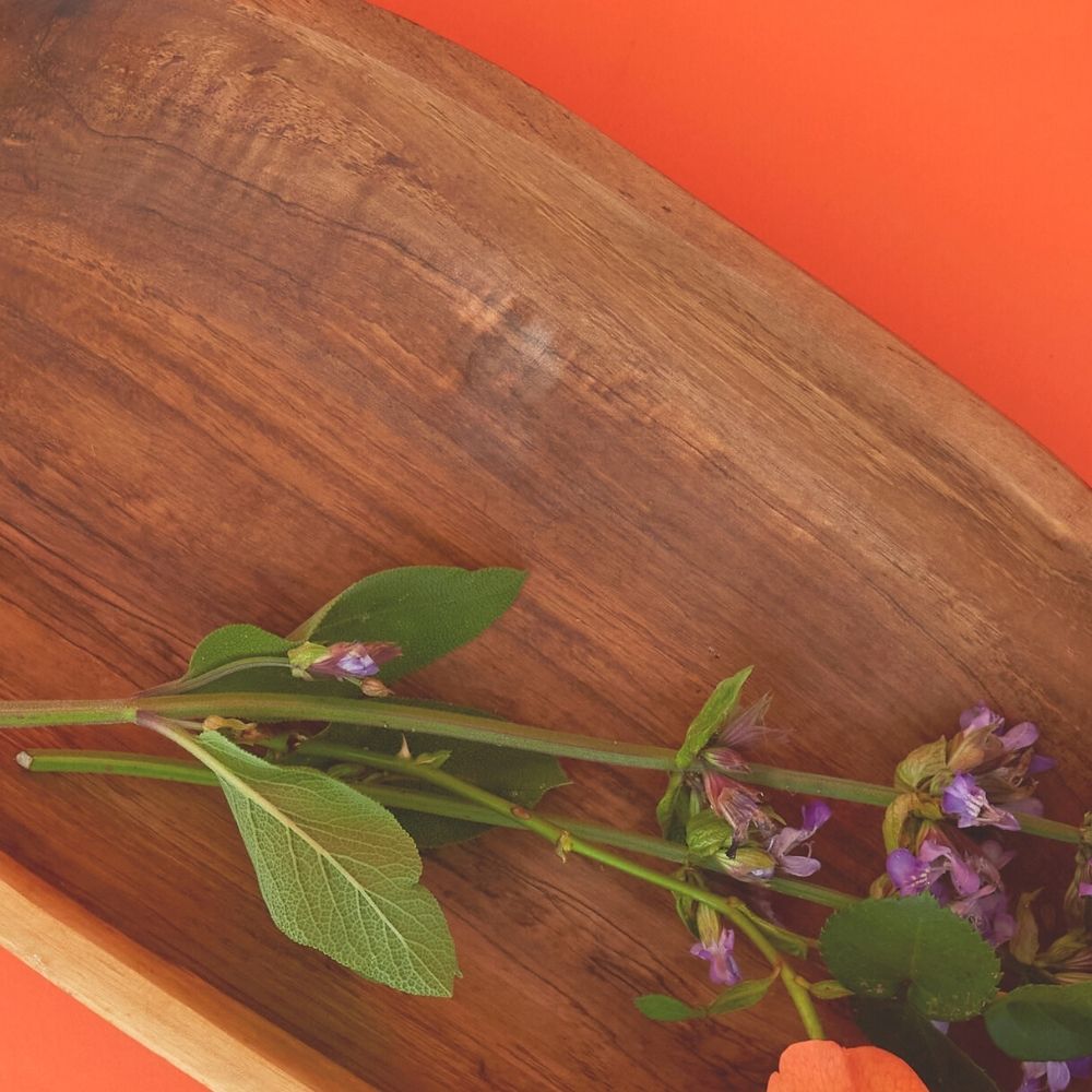 Oval Olive Wood Salad Bowl Server Set