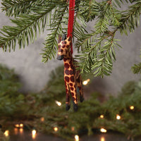 Painted Wood Mini Giraffe Christmas Ornament