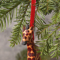 Painted Wood Mini Giraffe Christmas Ornament
