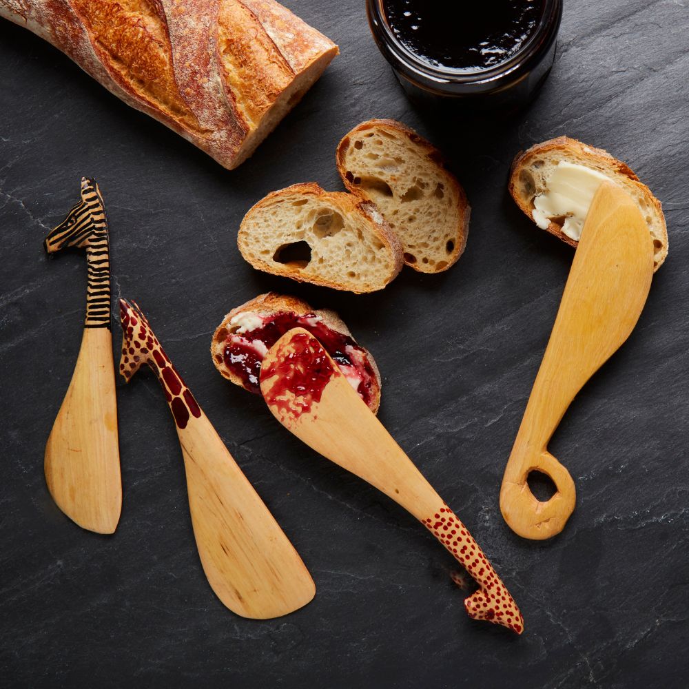 Painted Wood Safari Animals Spreader Set