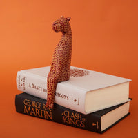 Painted Wood Cheetah Sitting Sculpture