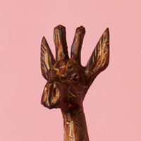 Tall Seared Wood Standing Giraffe Sculpture