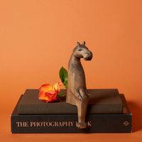 Painted Wood Hyena Sitting Sculpture