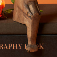 Painted Wood Hyena Sitting Sculpture