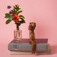 Seared Wood Lion Sitting Sculpture