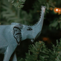 Painted Wood Elephant Christmas Ornament