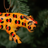 Painted Wood Cheetah Christmas Ornament