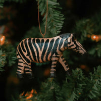 Painted Wood Safari Animals Ornament Set of 7
