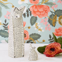Kisii Stone White Cat Mouse Figurine Set