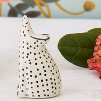 Kisii Stone White Cat Mouse Figurine Set
