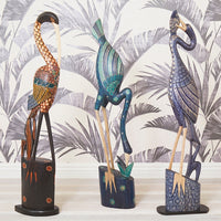 Tall Batik Heron Drinking Statue