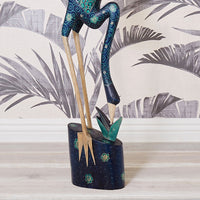 Tall Batik Heron Drinking Statue