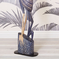 Tall Batik Heron Eating Statue