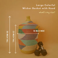 Large Decorative Wicker Storage Basket, 18" Wide, 23" Tall