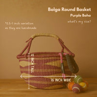 Round African Bolga Basket in Boho Patterns