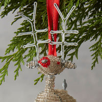 Maasai Beads White Reindeer Christmas Ornament