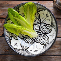 Black Arabesque Ceramic Serving Bowl