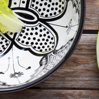 Black Arabesque Ceramic Serving Bowl