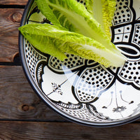 Black Arabesque Ceramic Serving Bowl