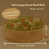Wood Salad Bowls for Dinner, Party, Catering, Buffet, Wedding, Office, Restaurant, Serving, Mixing, Centerpiece, Fruits, Chips