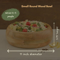 Natural Round Wood Salad Bowl Set, 13" Wide