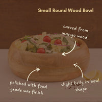 Natural Round Wood Salad Bowl Set, 13" Wide