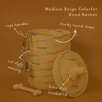 Beige Colorful Wicker Storage Baskets