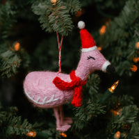 Felt Holiday Flamingo Ornament
