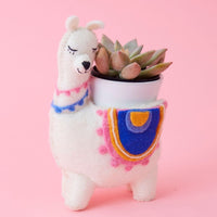 Felt Llama Ceramic Planter