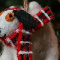 Felt Holiday Scarf Bull Terrier Dog Ornament